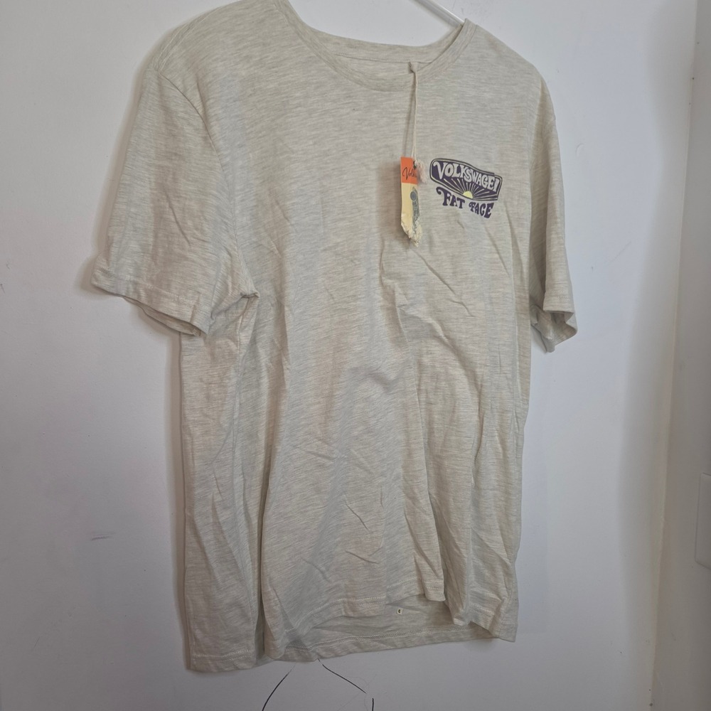 FatFace Volkswagen VW Beetle Graphic T-Shirt Mens Large Heather Oatmeal Beige